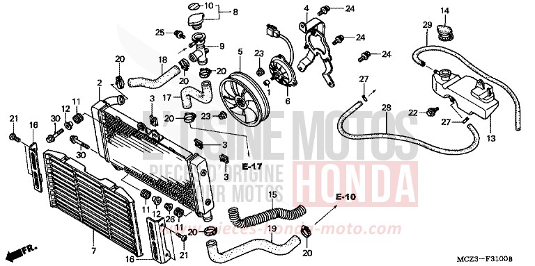 RADIATOR for Hornet 900 CANDY TAHITIAN BLUE (PB215) from 2003